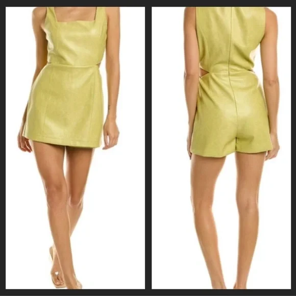 7 FOR ALL MANKIND black faux leather waist cutouts romper. Size S - Picture 2 of 6